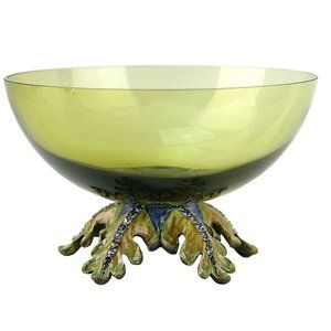 JAY STRONGWATER TUSCANY VINCENZO 6" LEAF BASE BOWL RUSTICO SWAROVSKI MADE IN USA